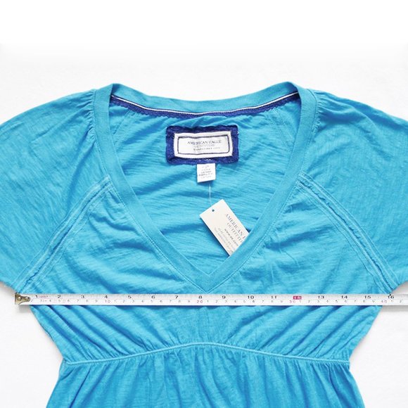 NWT V-Neck Tie Hem Empire Waist Tunic/Top/Shirt S - Picture 2 of 5